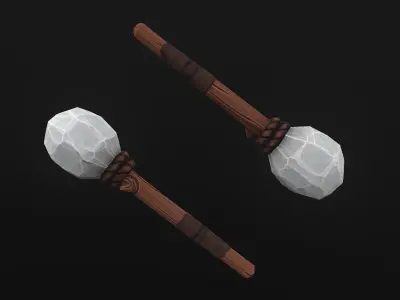 Stylized Primitive Weapons pack Low-poly 3D model