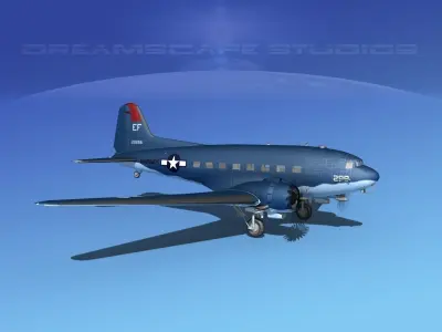Douglas R-4D Dakota US Marines V3 3D model