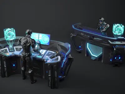  Futuristic Control Panel with Operator 