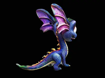 cute little dragon cartoon stylized 3D model