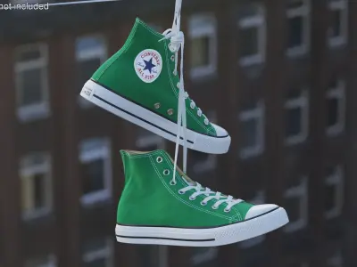 Green Converse All Star Sneakers Suspended by Laces 3D model