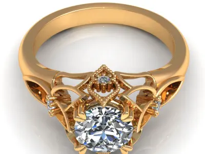 Antique Diamond Ring 3D print model