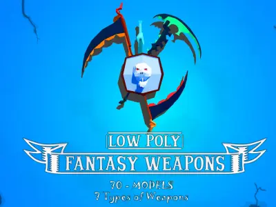 Lowpoly Weapons fantasy Low-poly 3D model