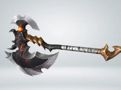 Futuristic Axe Low-poly 3D model 6