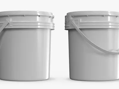 Industrial Polypropylene Pail with Snap on Lid 3D model