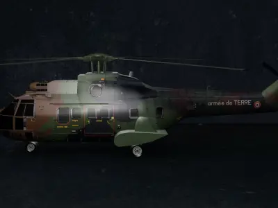 Eurocopter AS532UL Low-poly 3D model