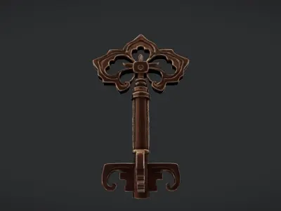 ornate antique key 3D model purchase