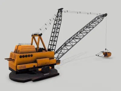 Old Industrial Vehicle Dragline Low-poly 3D model