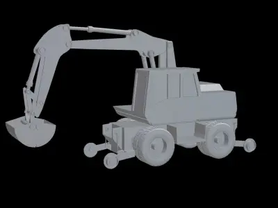 Railroad excavator Low-poly 3D model