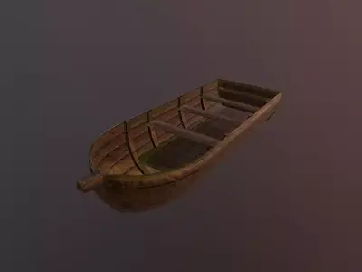 Old wooden boat Low-poly 3D model purchase