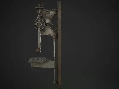 Hand Crank Drill Press Low-poly 3D model