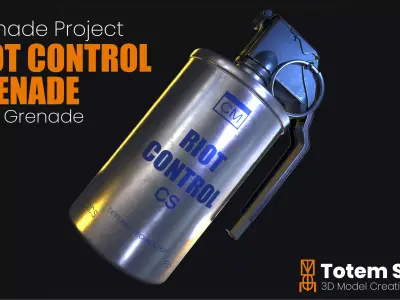 Tear Gas Grenade Riot Control Low-poly 3D model