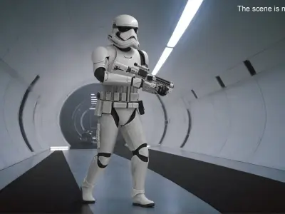 Dirty First Order Stormtrooper with Blaster Walking Pose 3D model