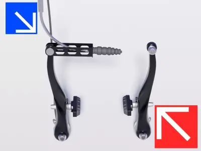 Bicycle front brake bike front Derailleur pedals rear Low-poly 3D model