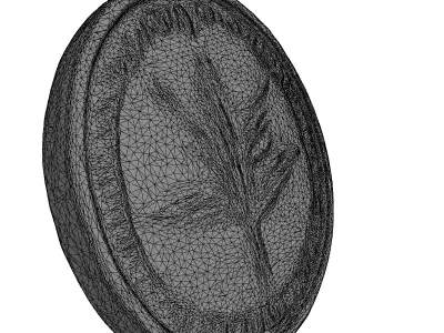 Detailed Bronze Leaf Emblem Coin Low-poly 3D model