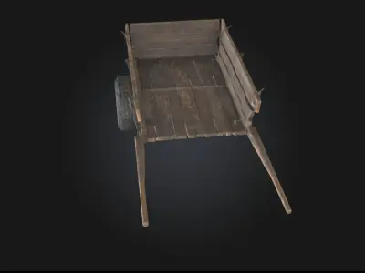 Wooden Handcart  Rustic Utility from a Bygone Era 3D model