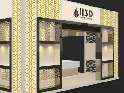 Exhibition Stand Stall Three Side Open 6X6 3D model