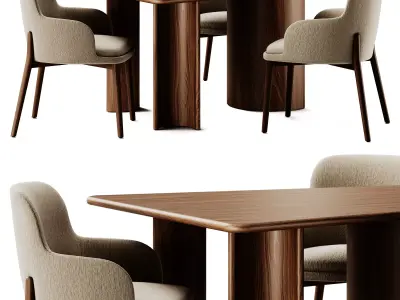 Muuto Re Norm Table and Tirolo Celine Chair 3D model