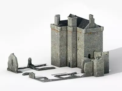 Balvaird Castle Low-poly 3D model
