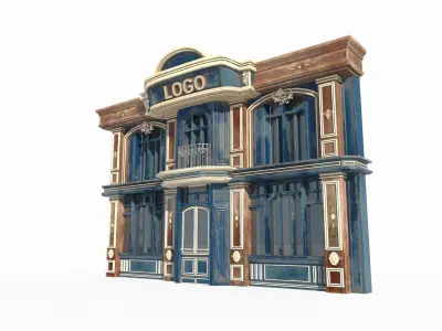 Classical shop facade with architectural structure 3D model