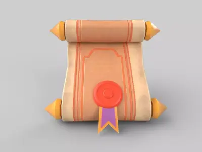 Stylized scroll Low-poly 3D model