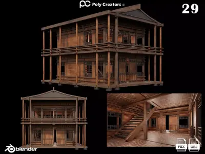 Medieval Houses 29- 4K Textures Game Ready Low-poly 3D model