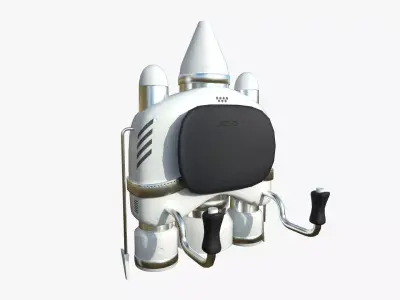 Jetpack D05 White Aluminum - SciFi Character Design Low-poly 3D model