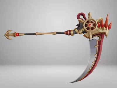 Futuristic Scythe Low-poly 3D model 8