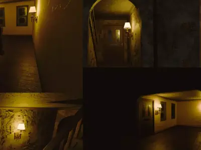 Modular Haunted House Interior Asset Pack Free low-poly 3D model