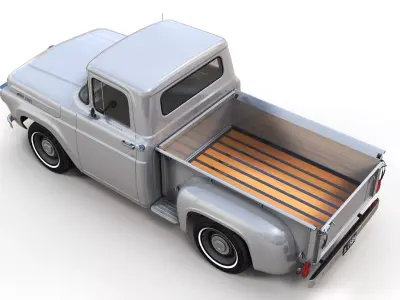 50s American shortbed pickup PBR Low-poly 3D model