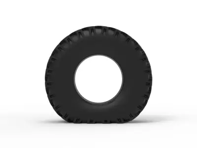 Military Ural tire OI-25 deflated Scale 1 to 25 3D print model