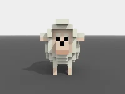 Voxel Sheep Low-poly 3D model