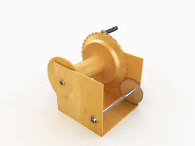 Winch wooden reel 3D model