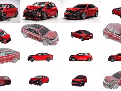 Crashed Vehicles Pack 19 Models Car Truck Police Set