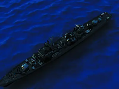 Destroyer Warship on the Sea 3D model