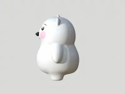 Cute white bear Low-poly 3D model