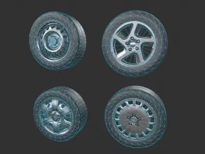 Various Car Tires Low-poly 3D model
