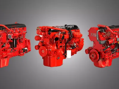 Cummins - 6 Cylinders Diesel Engines 3 in 1 3D Model Pack