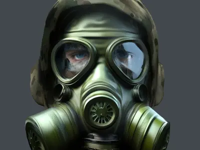 Gas mask helmet 3d model military combat Low-poly  Low-poly 3D model 10
