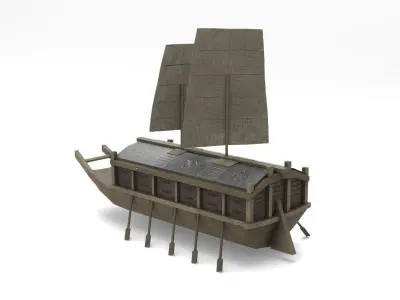 Korean Turtle Ship - Medieval Warship Low-poly 3D model