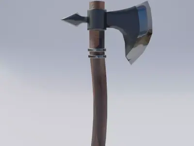 Battle axe Low-poly 3D model 4