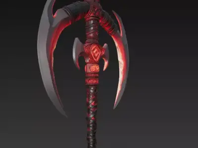 Hellforged Executioner Axe Double Crescent Blade  3D model