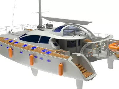 Cruising Catamaran Sailboat 3D model