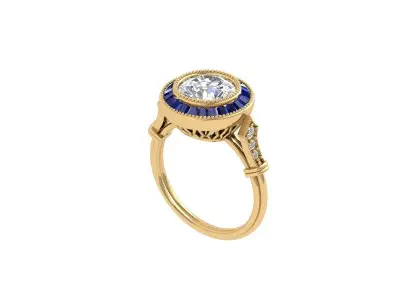 Solitaire Engagement Art Deco Ring 3D print model