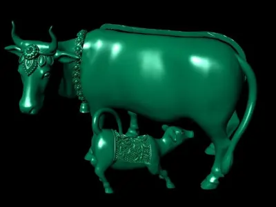 Hollow cow and calf 3D print model