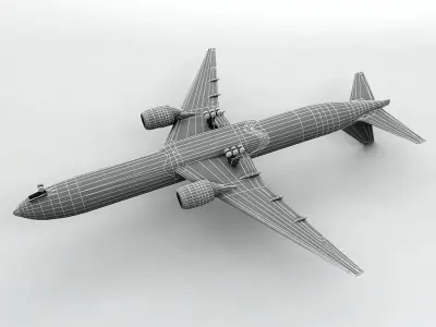Boeing 777-300 Airliner - Generic White Low-poly 3D model