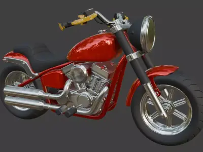 Cartoon Red Motorcycle 3D Model 3D model get