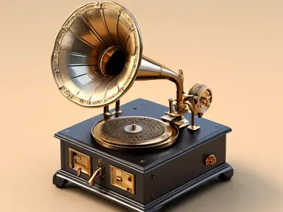 Antique Gramophone 3D Model Low-poly 3D model