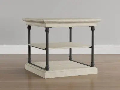White Wash Side Table Low-poly 3D model