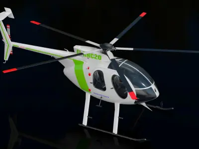 MD 500E Light Utility Civilian Helicopter 3D model